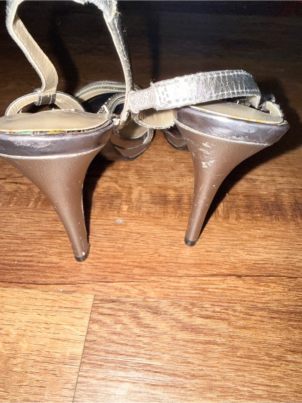 Caparros Silver Rhinestone Slingback Heels - Picture 6 of 9